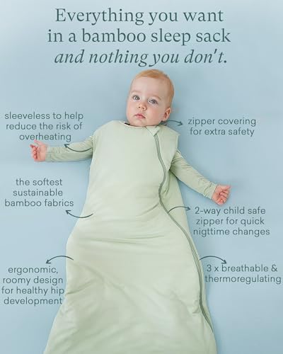 Baby Sleep Sack - Supersoft Bamboo Viscose, 1.0 TOG, 6-15 Months, Slate & Sage