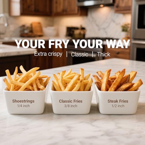 French Fry Cutter with 1/4, 3/8 & 1/2 Inch Blades - Heavy Duty Potato Slicer