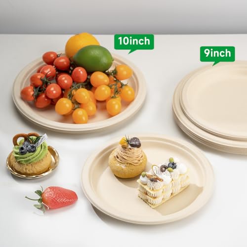 RACETOP Compostable Paper Plates 10 Inch - Brown, 500 Pack