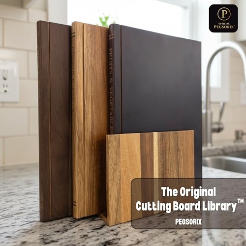 Premium Acacia Wood Cutting Board Collection with Display Stand - Kitchen Decor & Serving Set