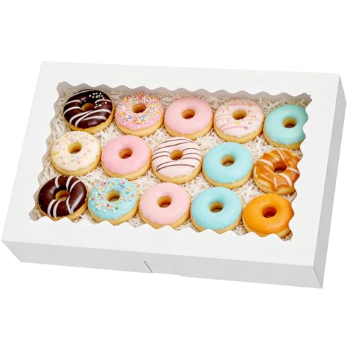Dayacoco 40 Pack Bakery Boxes with Window - 16x11x2.5 Inches Donut & Pastry Packaging