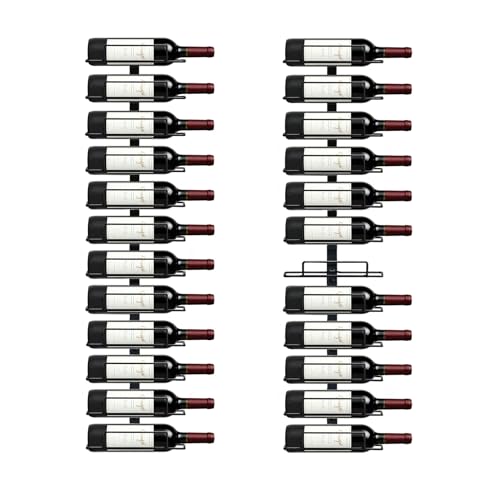 WINLIFNIC Black Wall Mount Wine Rack - Holds 24 Bottles, Modern Vertical Design