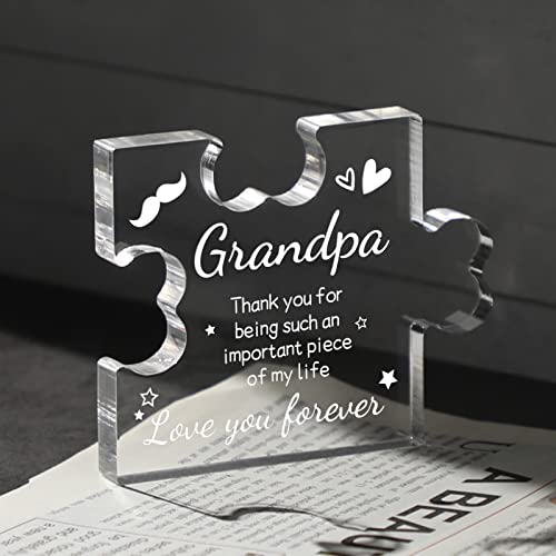 Grandpa Gifts Acrylic Plaque – Puzzle Style Birthday Gift for Grandpa (Variation: Grandpa) – Funnli