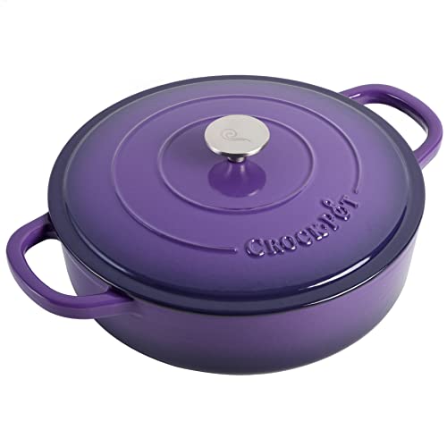 Crock-Pot Artisan 5 Quart Enamel Cast Iron Braiser with Lid Lavender Purple
