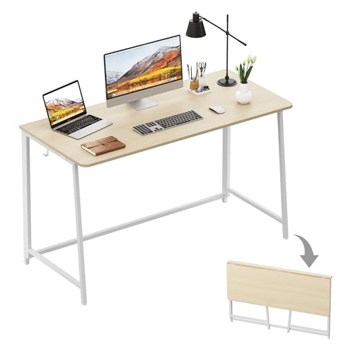 Extra Large Folding Computer Desk 47.2 x 19.6 Inches Oak Finish for Small Spaces