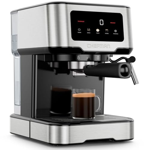 Small Espresso Machine with 15-Bar Pump & Steam Wand - Compact Stainless Steel Coffee Maker