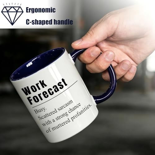 JUUNMAOO Blue Bosses Day Mug - Funny Work Forecast Coffee Cup, 11oz