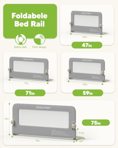 Bed Rail for Toddlers, 75IN Baby Guard Folding Up, Child Safety Side