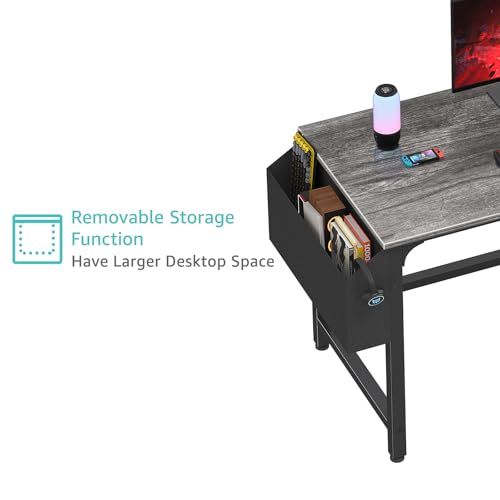 Gray Computer Desk with File Drawers - 46.6-Inch Home Office & Gaming Table