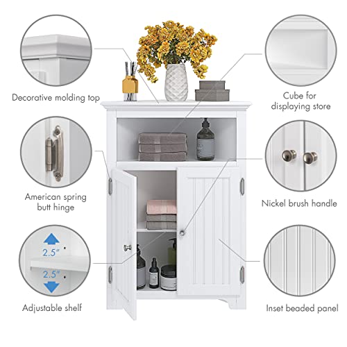 UTEX Corner Bathroom Cabinet with Doors and Adjustable Shelf - White