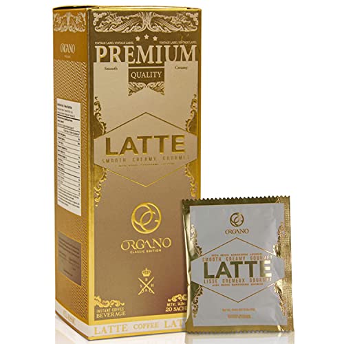 Gourmet Cafe Latte with Organic Ganoderma Lucidum - 20 Sachets, Instant Coffee & Creamer, Hot or Cold Brew