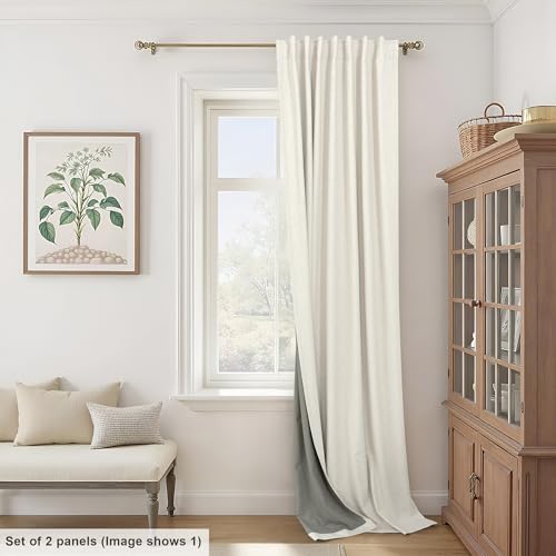 Pitalk Blackout Linen Curtains - Natural 60W x 102L Inches, Pack of 2
