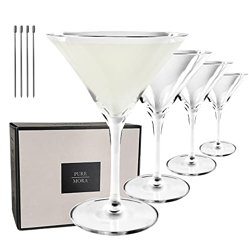 MORA PURE Martini Glasses, Set of 4-7oz - Handblown Premium Crystal