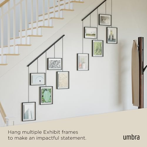 Umbra Exhibit Picture Frame Set - Black, Adjustable Wall Mount, Set of 5 with 5-Opening Layout