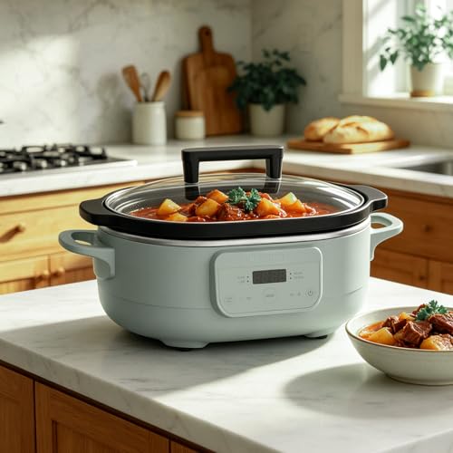 6 Quart Programmable Slow Cooker with Removable Nonstick Pot - Olive Variation