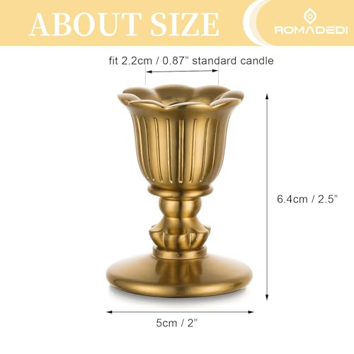 12 Pack Vintage Brass Candle Holders Taper Candle Stick Set - Gold Victorian Style
