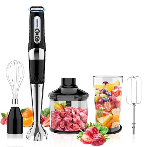 Black 4-in-1 Cordless Immersion Blender Set with 21-Speed & Accessories