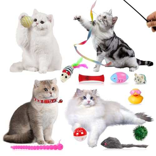 Blue 24 Days Christmas Cat Advent Calendar with Interactive Toys - Feline Holiday Gift