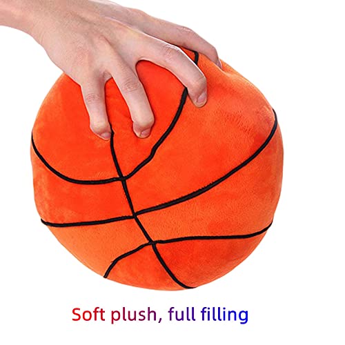 Basketball Plush,Plush Football Basketball Pillow,Stuffed Sports Throw Plushs Toy,Decorative Round Large Basketballs Pillow, 3D Ball Shaped Throw Pillows Gift for Girls or Boys (Orange,10")