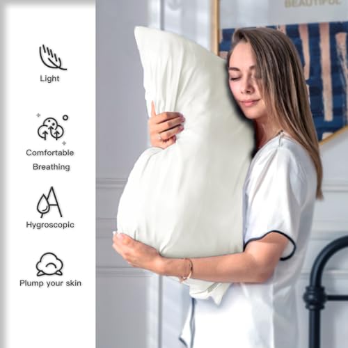 Mulberry Silk Pillow Cases 2 Pack King Size Ivory - Soft & Cool Sleep Set