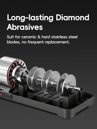 Electric Knife Sharpener - 3-Stage Diamond System for Kitchen Blades - Black