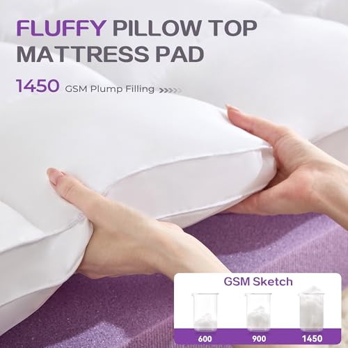 SINWEEK Dual Layer Twin XL Mattress Topper White - 4 Inch Dorm Bed Pad
