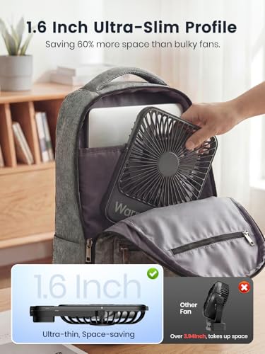 Warmco D3 10000mAh Portable Travel Fan, 7-inch Wide, 10-24H Battery