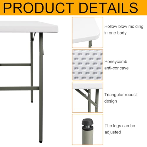 White 2.7ft Folding Plastic Table - Indoor & Outdoor Event Desk