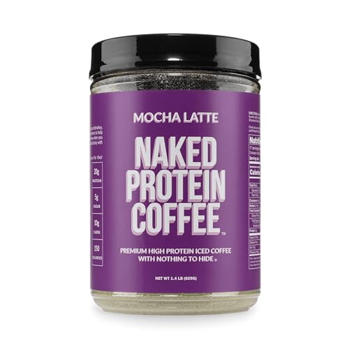NAKED Mocha Latte Protein Coffee - Colombian Iced Keto Shake, 20g Grass-Fed Whey, Caffeine, Gluten-Free