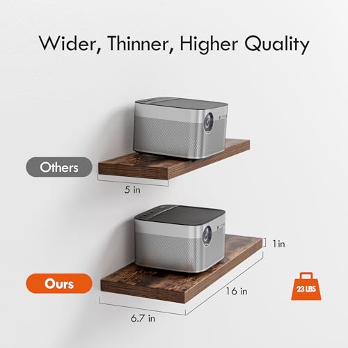 Rustic Brown Floating Shelves Wall Set of 4 - 16 Inch Wall Mounted Storage & Display