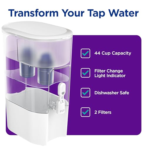 PUR XL 44-Cup Water Filter Dispenser with 2 Genuine Filters - Large Capacity