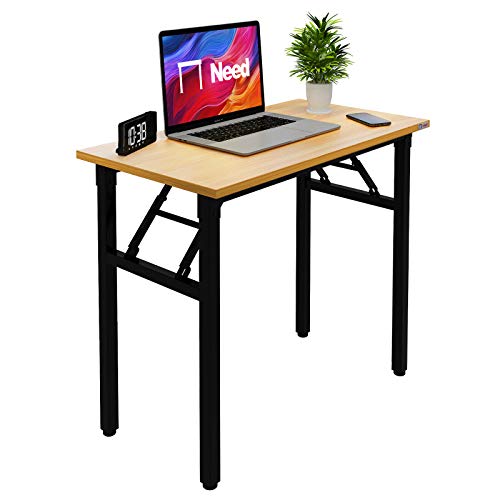 Need Small Folding Computer Desk 31.5x15.7 Inch Teak & Black Frame, No Assembly