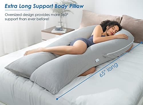 Grey Cooling QUEEN ROSE 65-Inch U Shaped Pregnancy & Body Pillow, Maternity Support