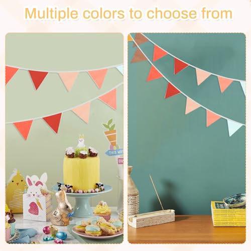 2PCS Pennant Banner Flags, Fabric Bunting Banner Nursery Garland Decor, Baby Shower Garland, Triangle Flags for Baby Boy Room, Playroom, Boho Birthday Party Decor, Each 7.75 ft (Yellow Red Blue)