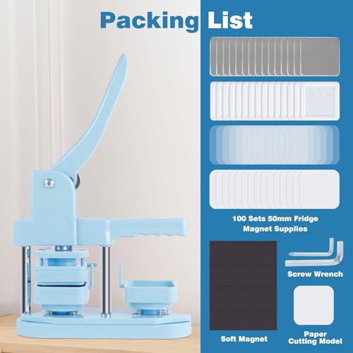 Happizza Magnet Button Maker Machine 50mm/1.97 in, Square Photo