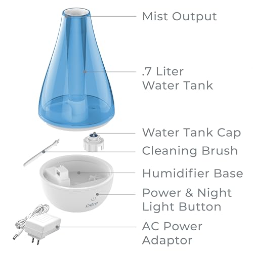 Pure Enrichment MistAire Studio Small Ultrasonic Cool Mist Humidifier with Night Light