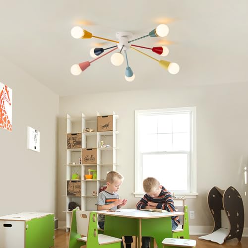 Ymlii Multicolor 8-Light Sputnik Chandelier Kids Ceiling Light - Modern Pendant Fixture
