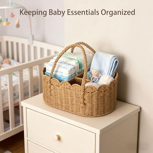 Camel Baby Diaper Caddy Organizer with Removable Dividers - Nursery Storage Basket