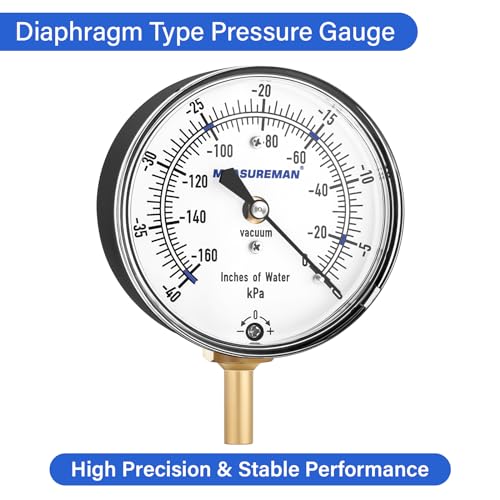 Vacuum Suction Gauge Water Lift Meter for Household & Central Systems - 0-160 Inches
