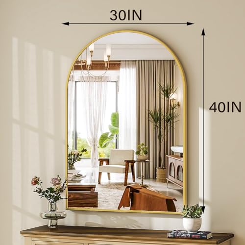 Gold Arched Wall Mirror 30x40 Inches - Elegant Bathroom Vanity Mirror - Variation: Gold-1pcs