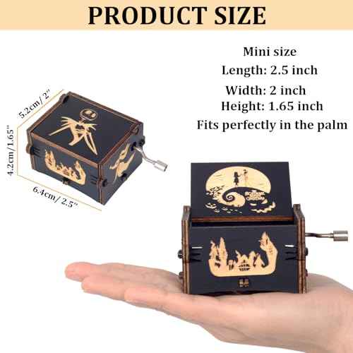 Vintage Laser Engraved NBC Hand Cranked Music Box Plays The Melody - This is Halloween, for Boys Girls Women, Gift Ideal for Christmas Birthday Valentine's Day Anniversary