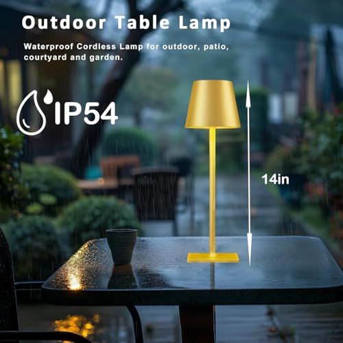 Gold Rechargeable Cordless Table Lamps Set of 4 - Outdoor & Indoor Portable Lighting