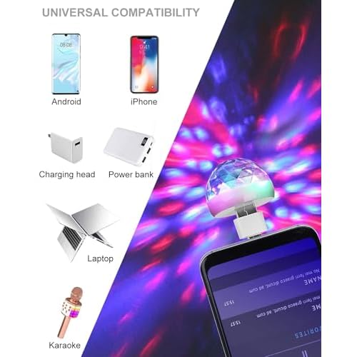 Mini Disco Lights, Sound Activated Disco Ball Party Lights, Applicable to USB Interface and Phones - RGB Light Effect Units for Home Disco, Kids Birthday, Christmas Party etc.