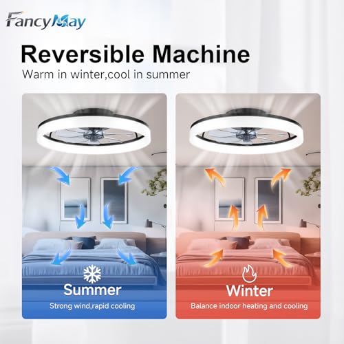 FancyMay 20-Inch Black Ceiling Fan with Lights Remote & App Control