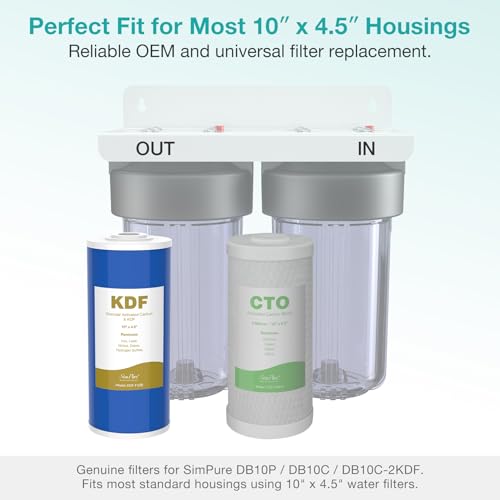 10 Inch x 4.5 Inch Whole House KDF & GAC Water Filter Cartridge - 2 Pack