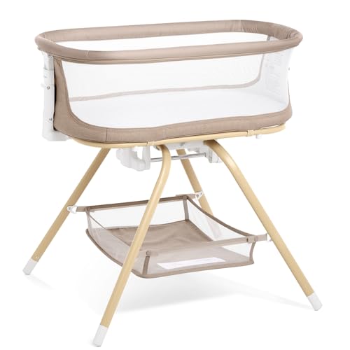 Angelbliss 3-in-1 Baby Bassinet Bedside & Rocking Crib Khaki