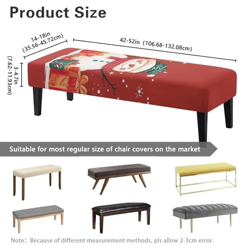 Cugasmaru Snowman Christmas Bench Cover Stretch Fit Waterproof Decor