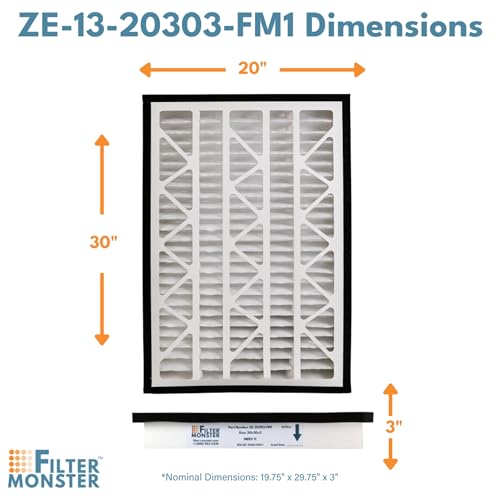 20x30x3 MERV 13 Replacement Air Filter Bundle for Zephyr VGF Series - 2 Pack