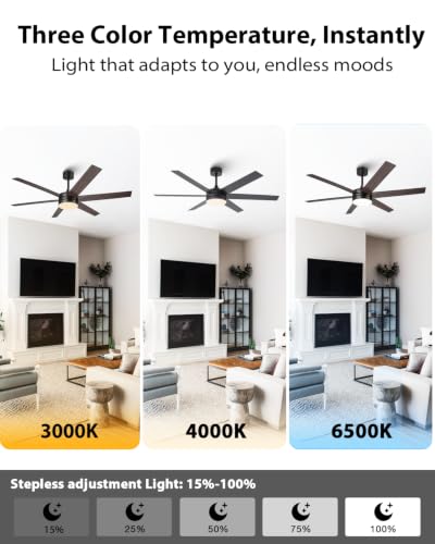 60 Inch Ceiling Fan with Lights Remote & App Control - Black