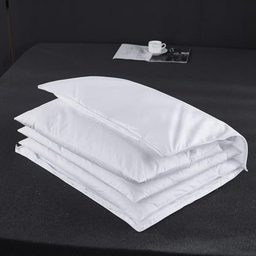 White Adjustable Gusset Goose Feather Pillow Queen Size with Pillowcase - Layered Support